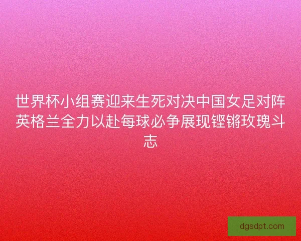 世界杯小组赛迎来生死对决中国女足对阵英格兰全力以赴每球必争展现铿锵玫瑰斗志